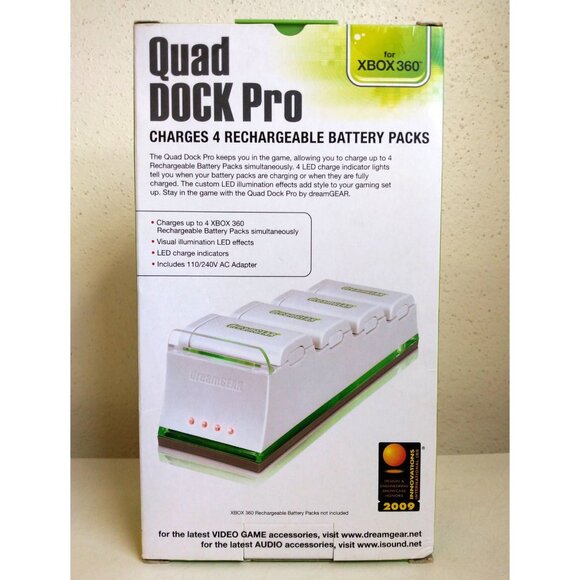 dreamGEAR Xbox 360 Quad Dock Pro - 4 Battery Charger (White) - Picture 6 of 6